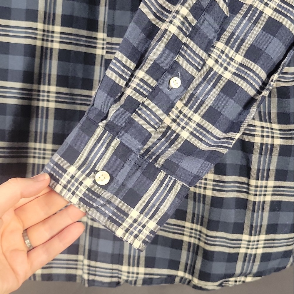 The Foundry Supply Co. Men's Big & Tall LT Plaid Woven Button-Down Shirt Blue - Picture 5 of 11